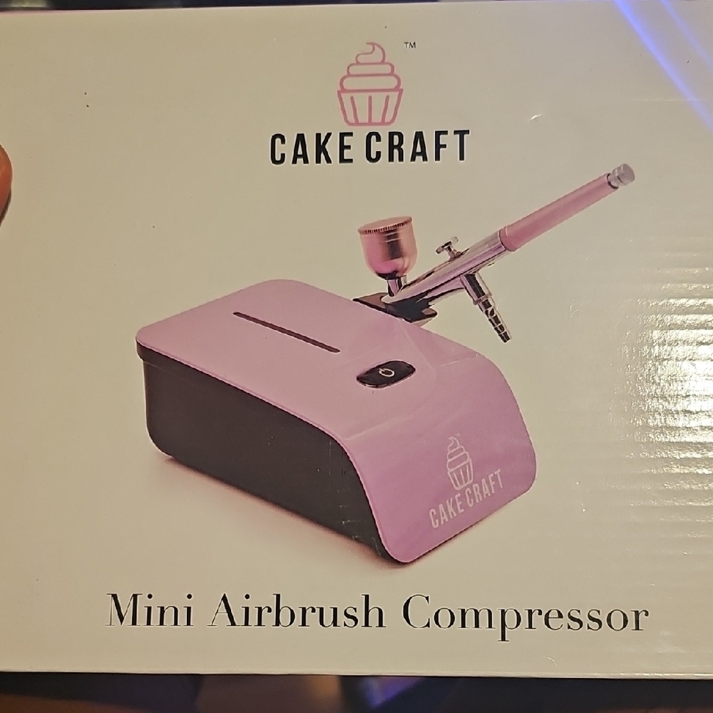 Pink Mini Airbrush Compressor Cake Topper Accessory